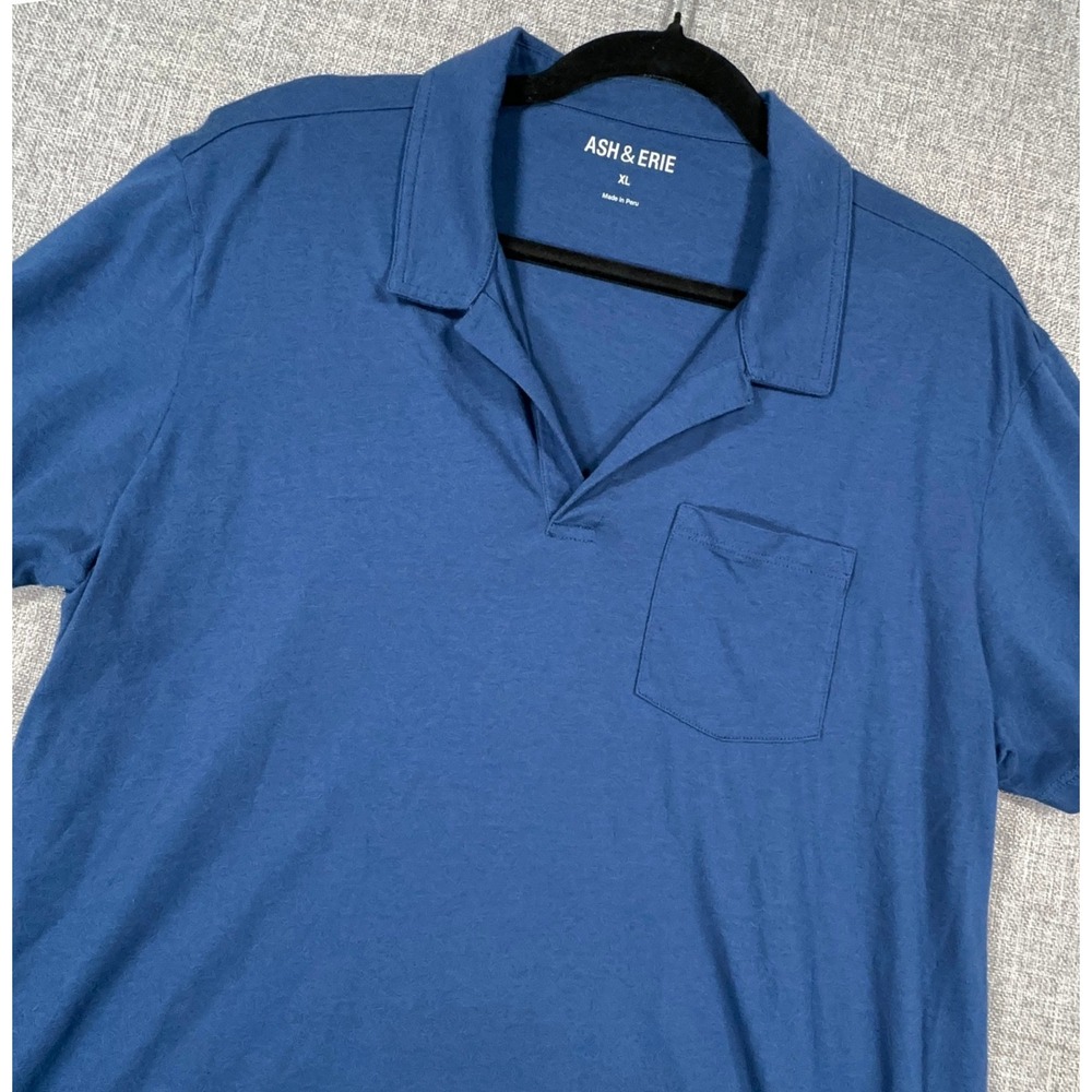 Ash & Erie Polo Shirt Mens XL Blue Short Sleeve Cotton Modal Everyday Preppy